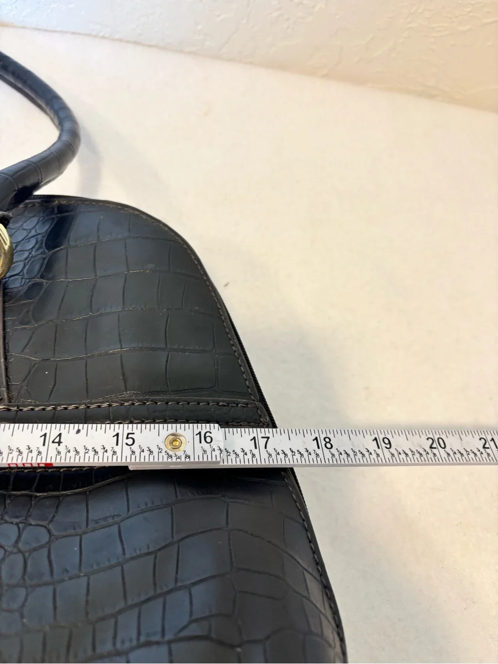 Liz Claiborne Black Croc Embossed PVC Laptop Travel Tote Carryall Bag